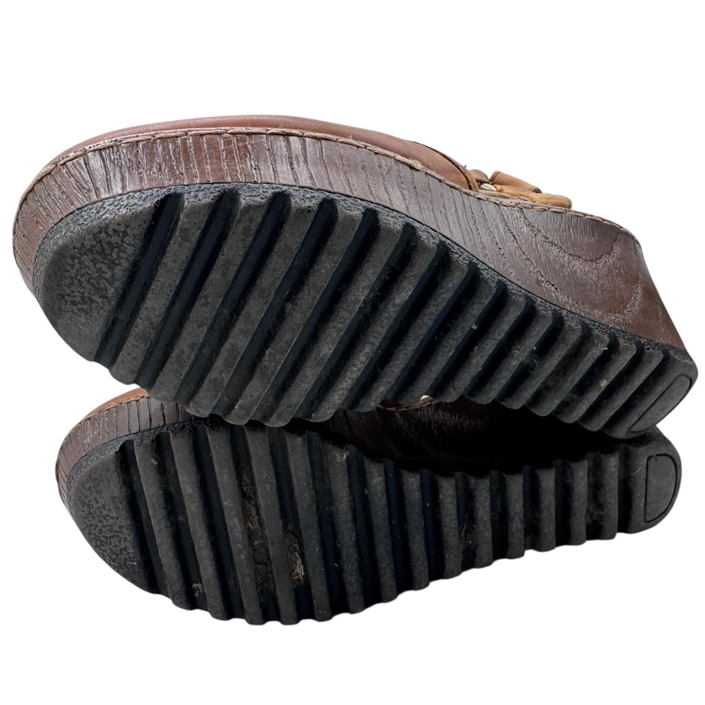 boc Brown Leather Women's Wedge Sandals - Size 7 - Picture 10 of 11
